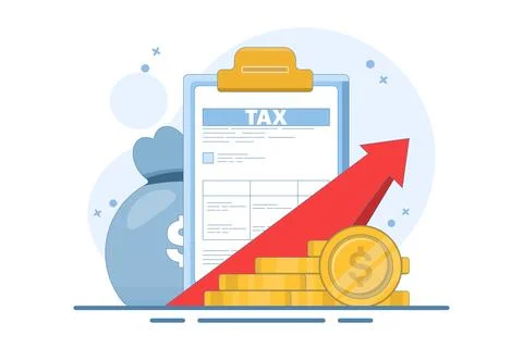 Tax Document Concept with Stack of Gold Coins Stock Illustration