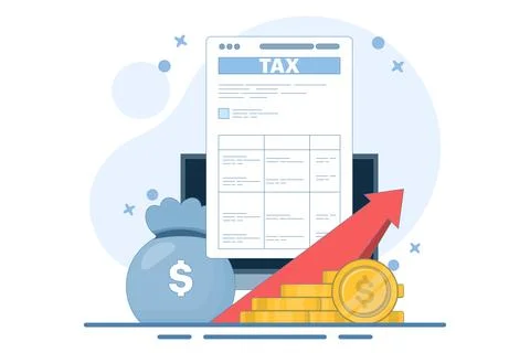 Tax Document Concept with Stack of Gold Coins Stock Illustration