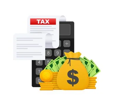Tax document in flat style. Flat vector illustration. Online tax payment Stock Illustration