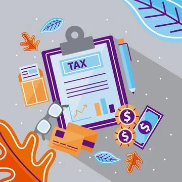 Tax document with icon collection Illustrazione stock