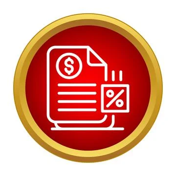 Tax document icon with dollar and percentage representing finance Stock Illustration