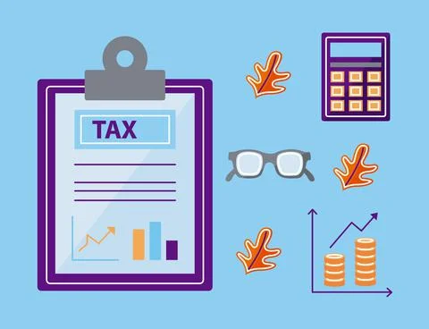 Tax document with icon set Stock Illustration