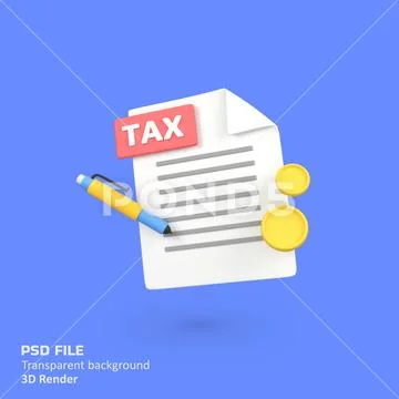Tax document isolated 3d render icon illustration PSD Template