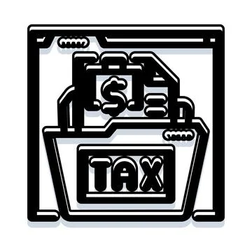 Tax documents in a folder with dollar sign Illustrazione stock