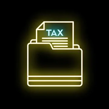 Tax documents folder neon glowing icon concept 스톡 일러스트