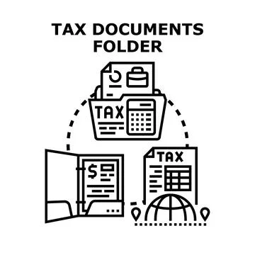Tax documents folder system for accounting and finance Ilustração Stock
