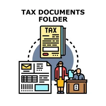 Tax documents processing and filing concept Stock Illustration