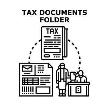 Tax documents processing and filing concept Stock Illustration