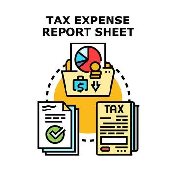 Tax expense report sheet preparing financial document accounting 스톡 일러스트