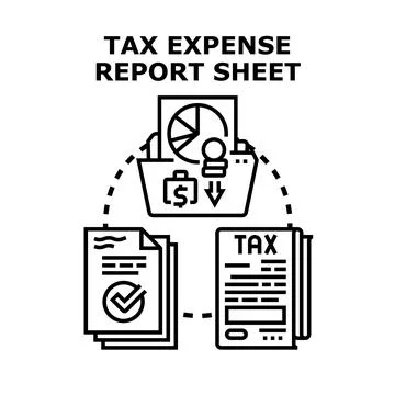 Tax expense report sheet preparing financial document accounting 스톡 일러스트