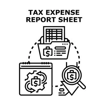 Tax expense report sheet preparing and analyzing concept Stock Illustration