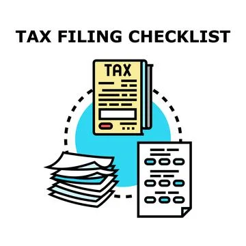 Tax filing checklist process completing financial paperwork Stock Illustration