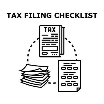 Tax filing checklist process completing financial paperwork Stock Illustration