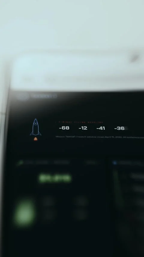 Tax Filing Deadline Countdown With Rocket Icon Stock Footage 337888221