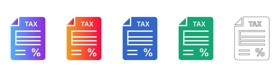 Tax Filing Document Interface Icon Set Ilustração Stock