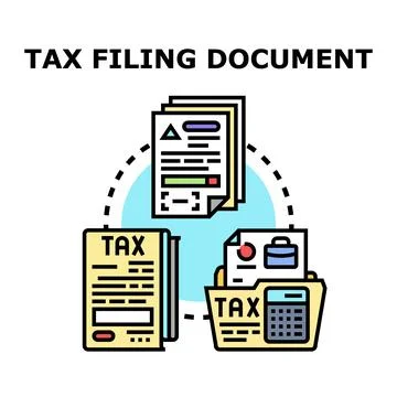 Tax filing document process icon concept 库存插图