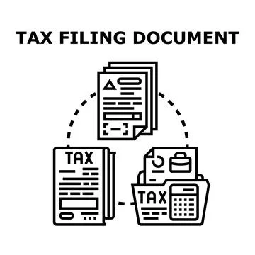 Tax filing document process icon concept Stock Illustration