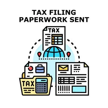 Tax filing paperwork submitting process vector icon concept Stock Illustration