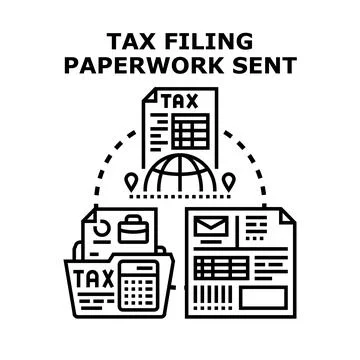 Tax filing paperwork submitting process vector icon concept Stock Illustration