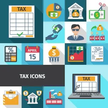 Tax Flat Icon Set Stock Illustration