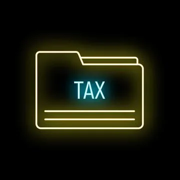 Tax folder neon icon representing financial paperwork management Illustrazione stock