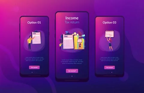 Tax form app interface template. Illustrazione stock