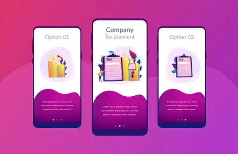 Tax form app interface template. Illustrazione stock