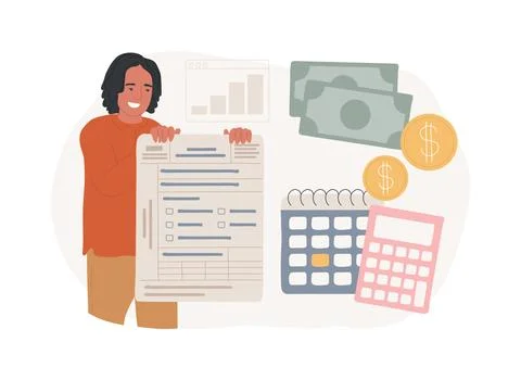 Tax form isolated concept vector illustration. Ilustración de archivo