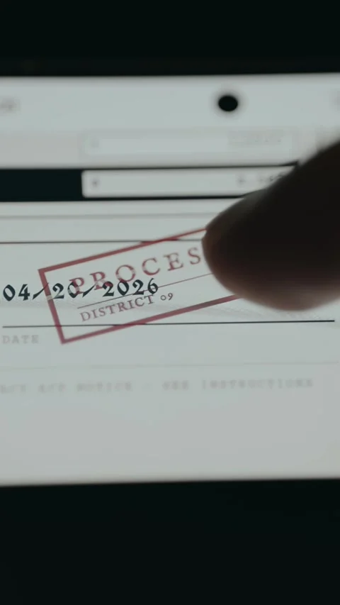 Tax form with red stamp indicating the document was PROCESSED Stock Footage 333405893