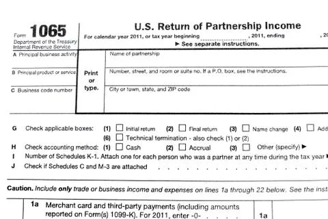 Tax forms 1065 Stock-Fotos