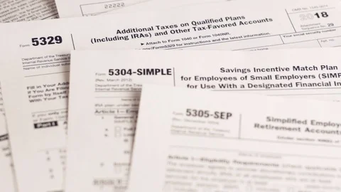Tax Forms 5329, 5304, 5305 Stock Footage
