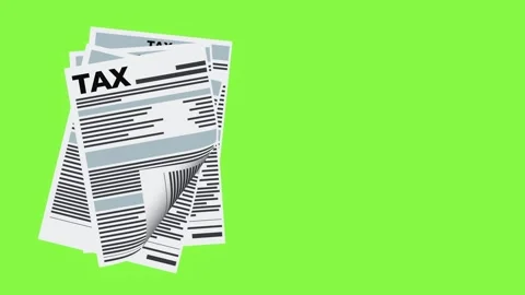 Tax forms accumulating on a green background, isolated Stock Footage 310650411