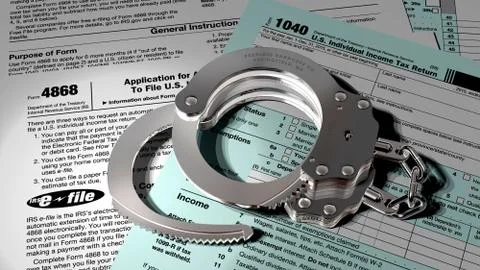 Tax Forms and Handcuffs Stock Illustration