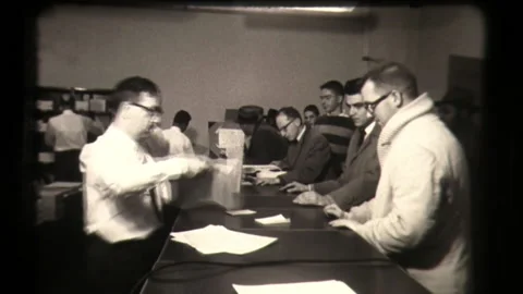 Tax Forms Being Sorted Taxes Papers Being Prepared for Federal Taxes IRS 1960 Vídeos de archivo 130384725