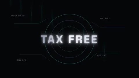 Tax free digital interface display with futuristic hud data elements Stock-Footage 343881056