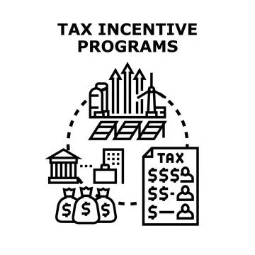 Tax incentive programs concept benefitting modern economy Stock Illustration