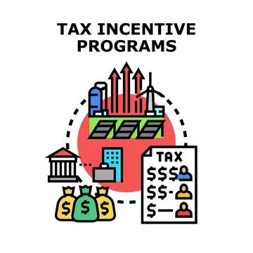 Tax incentive programs concept benefitting modern economy Stock Illustration