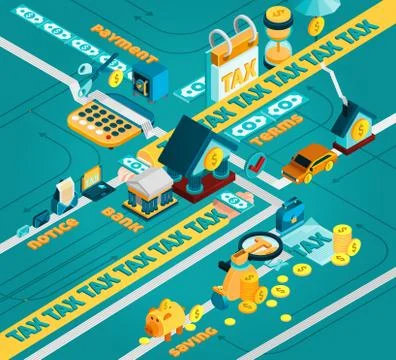 Tax Isometric Concept Stock Illustration