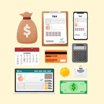 Tax items collection set vector Stockillustratie