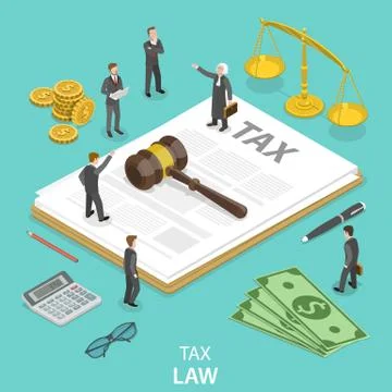 Tax law flat isometric vector concept. Stock Illustration