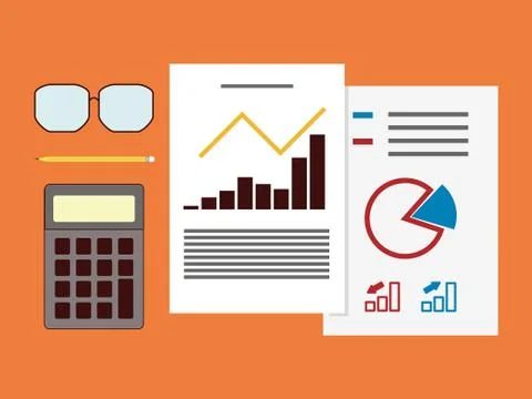 Tax miscalculation of documents. digital stats Stock Illustration