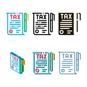 Tax multipack document pen icon vector outline Illustrazione stock