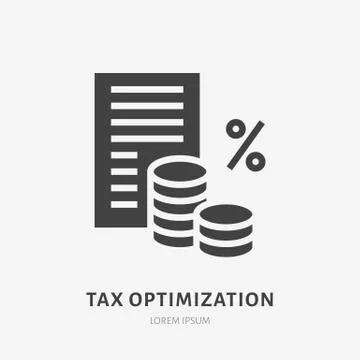 Tax optimization flat glyph icon. Paysheet money sign. Solid silhouette logo for Stock Illustration