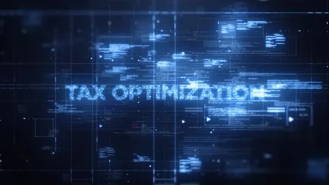 Tax Optimization Word on Dynamic Technology Background Stock Footage 317057067