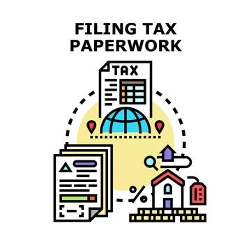 Tax paperwork filing process illustration vector concept Stock Illustration