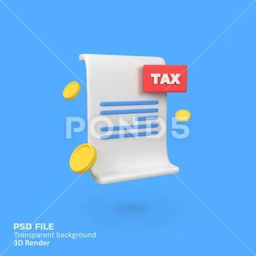 Tax payment and business isolated 3d render icon illustration PSD 模板