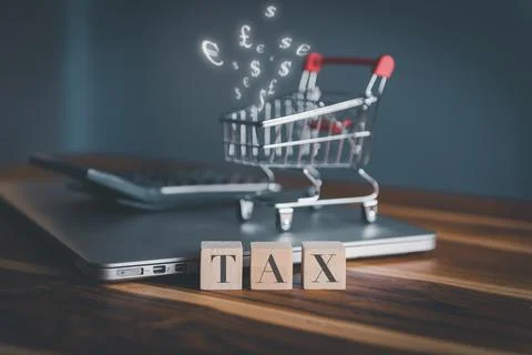 Tax Payment and E-commerce Store Concept, Earning Income Taxation for Ecommer Stock Photos