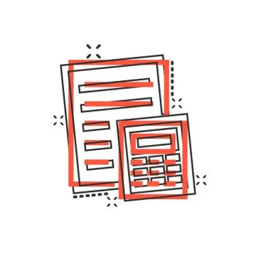 Tax payment icon in comic style. Budget invoice cartoon vector illustration o Stock Illustration