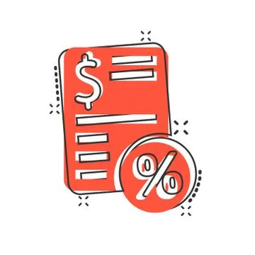 Tax payment icon in comic style. Budget invoice cartoon vector illustration o Stock Illustration