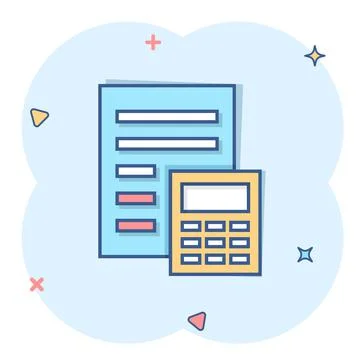 Tax payment icon in comic style. Budget invoice cartoon vector illustration o Stock Illustration